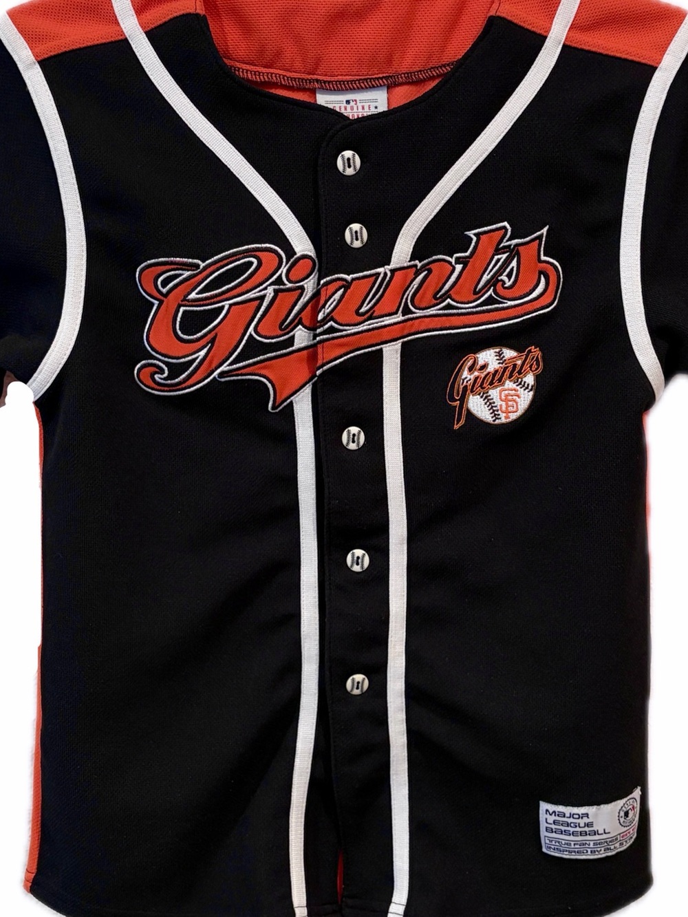 SF Giants Black & Orange Kids Button-Up Jersey